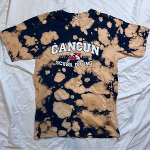 Cancun Scuba Diving black and brown tie-dye T-shirt